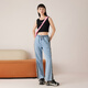 Aijutu summer contrasting sporty style fashionable jeans wide-leg pants EKNAJ2N702A denim blue 02 160/68A/M