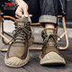 
Bull Family Men's Shoes Spring and Autumn New Handmade Outdoor Non-Slip Martin Boots Men's Casual High-top Leather Shoes Working Boots Men's Khaki [Four Seasons Single Shoes] GN124101279 41 (Sports Shoes Size)