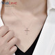 WithLove Weiaipinyue White 18K Gold Personalized Simple Diamond Pendant Women's Cross Necklace Pt950 Platinum/Ready Stock (Free S925 Silver Chain)