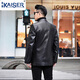 凯撒（KAISER）断码格子真皮西装领头层绵羊皮皮衣男外套西服两颗扣修身春秋休闲 黑色 50/XL