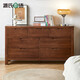 Genji Muyu all solid wood oak chest of drawers storage seven drawers cabinet bedroom living room furniture TV cabinet simple drawer storage cabinet walnut color seven drawers cabinet 135*40*75.5cm fully equipped