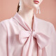 [Same style in the mall] Tangli spring new style long-sleeved thin bow ribbon two-piece blouse top for women petal pink L