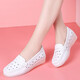 Dockadometham, genuine leather nurse shoes for women, new soft sole, flat sole, autumn and winter, anti-slip, anti-odor, and not tired, pregnant women single shoes, mother white women's shoes, beauty salon shoes, women's work shoes 829 white (hollow) 36