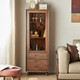 Youthful and trendy North American black walnut solid wood small wine cabinet display cabinet living room home bookcase glass door with door small bookcase 56*42*158cm