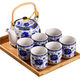 Guai Japanese style teapot tea set Jingdezhen ceramic complete set teapot teacup 6 pieces for home use Chinese classical Chinese knot (not including tray) 7 pieces