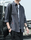 
JEEP SPIRIT Jeep Outdoor Shirt Men's Versatile Solid Color Korean Style Long Sleeve Men's Cropped Sleeve Summer Casual Top Men's Shirt Workwear Light Gray 8829 (Cropped Sleeve) XL