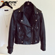 Veste en cuir de pic pour femmes 2025 printemps et automne, nouvelle veste en cuir de moto coréenne, veste en cuir grave mince avec grande taille mit petite veste noire m (95-105jin [Jin est égal à 0,5 kg]))