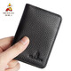 Tarjeta de espantapájaros Bolsa de cuero genuino para hombres Mini Mini Small Card Bag Suptor de tarjetas de presentación Simple Licencia de conducir Caso de cuero Totador de tarjeta portátil Negro (Mini Style 6 Ranuras de tarjetas)