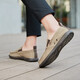 Huili pedal lazy shoes classic men's shoes lightweight breathable footwear driving shoes solid color middle-aged and elderly casual canvas shoes 912 khaki 42