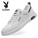 Playboy Men's Shoes 2024 Осенью Новая подлинная кожаная дышащая спорт и повседневная белая туфли мужская мягкая подошва Тренд 671 Белый 39 [Стандартный размер спортивной обуви]