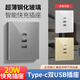 国际电工86型USB插座面板暗装墙壁手机智能充电多口Type-c插座20W快充家用 白色双USB+Type-C【快充20W】