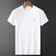 PRIDEME light luxury summer thin ice silk ice silk short-sleeved white t-shirt men's slim convex glue bear round neck half-sleeved men's top JJLP23240-white XL