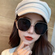 Mijilin 2022 new style sunglasses for women, sun protection, slimming, large frame, fashionable Korean version, Internet celebrity, same style, versatile sunglasses, transparent pink, glasses + mirror box + mirror cloth