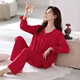 Langsha (Langsha) Red Pyjamas für Frauen im Herbst reine Baumwoll-lange Ärmeljahres Jahr des Zodiac Red-Anzugs für Frauen Mutter lässig coole Outdoor-Kleidung im Freien 683 Crimson XXL [170-175 cm/140-165jin [Jin gleich 0,5 kg]]