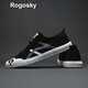 Rogosky Hong Kong Trendy Summer Simple Canvas Shoes Shops Beward Blow Top Breatable One-Foot Flow Shoes Corea Casual Zapatos Negro 40 (Tamaño del zapato de cuero)