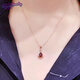Fat Donglai's same style garnet 18K gold pendant natural ruby ​​single pendant necklace 925 plated garnet pendant rose gold (+ necklace)