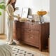 Genji Muyu all solid wood oak chest of drawers storage seven drawers cabinet bedroom living room furniture TV cabinet simple drawer storage cabinet walnut color seven drawers cabinet 135*40*75.5cm fully equipped