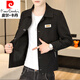 Pierre Cardin Lapel Casual Jacket Men's Jacket 2025 Spring and Autumn New Trendy Handsome Youth Workwear Jacket Men's White XL 120-135Jin Jin is equal to 0.5 kg