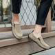 Huili pedal lazy shoes classic men's shoes lightweight breathable footwear driving shoes solid color middle-aged and elderly casual canvas shoes 912 khaki 42