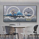 Mo style restaurant decorative painting with clock perpetual calendar electronic clock hanging painting living room home fashion calendar watch clock mural Golden Deer Lucky 120*60cm crystal porcelain