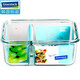 Caja de lonchera de vidrio templado importado de Glasslock, caja de recién lindamente, juego de cajas de bento sellada de tazón de horno de microondas, sin separación 695 ml + 1000ml (modelo de un solo hombro