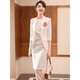 J-ME high-end suit jacket women's dress 2025 spring professional suit temperament five-quarter sleeve suit formal women's work clothes jacket + dress white L 105-115Jin Jin equals 0.5 kg