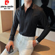 
Pierre cardin groom wedding shirt men's long-sleeved fashion pleated dress shirt trendy slim men's wedding banquet performance shirt white 2XL