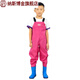 Children's water play one-piece waders, kindergarten water clothes, sea children's rain boots, men's and women's fish catching rain pants, beach, children's sky blue suspenders, 24 shoes, inner length 15cm