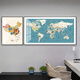 
YIJLJ Living Room Decorative Painting World Map Office Hanging Painting Conference Room Studio Mural School Geography Wall Painting Study Room 16851-11726 (Chinese and English) 120*60 Plexiglass Picture + Aluminum Alloy Gold Frame