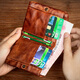 Slow Time Retro Handmade Leather Wallet Men's Driver's License Pack of Top Layer Vegetable Tanned Cowhide Short Wallet Multi-Function Card Pack Deep Brown