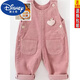 Disney baby overalls autumn and winter plus velvet infant jumpsuit 0 to 3 years old children's casual cute baby corduroy pants khaki (spring and autumn) 90