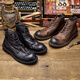 Lingbu Big Head Martin Boots Männer echte Leder Retro Männer Boots Männer Lederschuhe High Top Trendy Short Stiefel Japanische Patch Arbeiten Männer schwarz 41