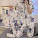 Puntada pijama de tres piezas para mujeres pantalones cortos pantalones pantalones algodón de algodón 2025 Nuevo estudiante lindo dibujos animados 14132# set de tres piezas que lleva a sombrero M 80-100Jin [Jin es igual a 0.5 kg]