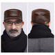 Fashion style kangaroo middle-aged cowhide hat men's winter ear protection genuine leather duck tongue flat hat winter warm thick style gift gift dad cowhide dark brown color single size adjustable hat (head circumference 55-60cm)