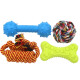 Crazy owner dog toy set 4-piece set of bite-resistant ball rope knot molar rope ball Teddy small dog golden retriever large dog puppy interactive toy to relieve boredom