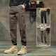 
JEANSWEST casual pants for men 2025 spring and autumn new elastic waist tying loose sport nine-part trousers summer men 689 military green regular XL 130-150Jin [Jin equals 0.5 kg]