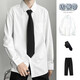Tanghao (Tanghao) Weißes langärmeliges Hemd Herrenpaar Anzug losen DK-Krawattenhemd Trend koreanischer Stil Klassenuniform-Abschluss-Hemd weiße Top + Krawatte + Schwarze Hose L.