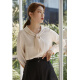 Single-bundle shirt for women, niche, western style shirt, autumn long-sleeved top, slim apricot color XL
