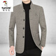 Woodpecker (TUCANO) high-end men's woolen jacket for men 2023 autumn and winter new stand-up collar thickened woolen coat dad wear black gray cotton style XL 180 suitable for 140-155Jin Jin equals 0.5 kg