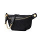 Viney fashion bag women's leather crossbody bag women's versatile simple chest bag Korean style shoulder bag trendy (matte black)