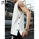 Jeep Spirit Vest Herren Sommer dünne lose Baumwollweste ärmelloses Breasted Top Trendy Marke Schlitz Sport Sweatshirt 1105 White M.