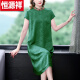 Hengyuanxiang new dress women's silk short-sleeved improved cheongsam summer mid-length a-line mulberry silk skirt new Chinese style purple new Chinese style 3XL