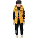 Omi Mouse children's clothing boys' vest winter medium and large children's vest boys vest thickened quilted hooded cardigan coat clothes yellow 140