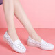 Dockadometham, genuine leather nurse shoes for women, new soft sole, flat sole, autumn and winter, anti-slip, anti-odor, and not tired, pregnant women single shoes, mother white women's shoes, beauty salon shoes, women's work shoes 829 white (hollow) 36