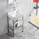 Broad House Small Apartment Simple Wash Basin Set Floor-Sanding Ceramic Wash Basin Bathroal Wash Basin Piscine Balcon de support extérieur Modèle 4837 (Basin + Rack + Robinet)