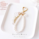 SunToMoon cute double-sided cherry blossom alloy keychain flower letter DIY girl heart school bag pendant Airpods pendant love button-letter style
