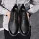 
LANPUDO new products men's leather shoes trendy autumn and winter men's shoes comfortable soft sole casual shoes men's fashion Korean business shoes black (9920) 41