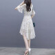 Laini Shengna new dress women's 2024 summer floral small sexy women's chiffon beach skirt summer off-white M