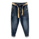 OUSUOLANG Jeans American Jeans Men's Tendy Nine Punte Pants sueltos Pantalones de 9 puntos de pie de pie pequeño de pie pequeño