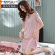 Modal mit Brustpads-Pyjamas für Frauen im Sommer Modal Modal kurzärmelig großes Nachthemd-Eis-Seiden-Heimkleidung für dünne mittelgroße MA9249 warmes Pulver [brustloses Pad] M (Empfohlen 90-110jin [Jin gleich 0,5 kg]))